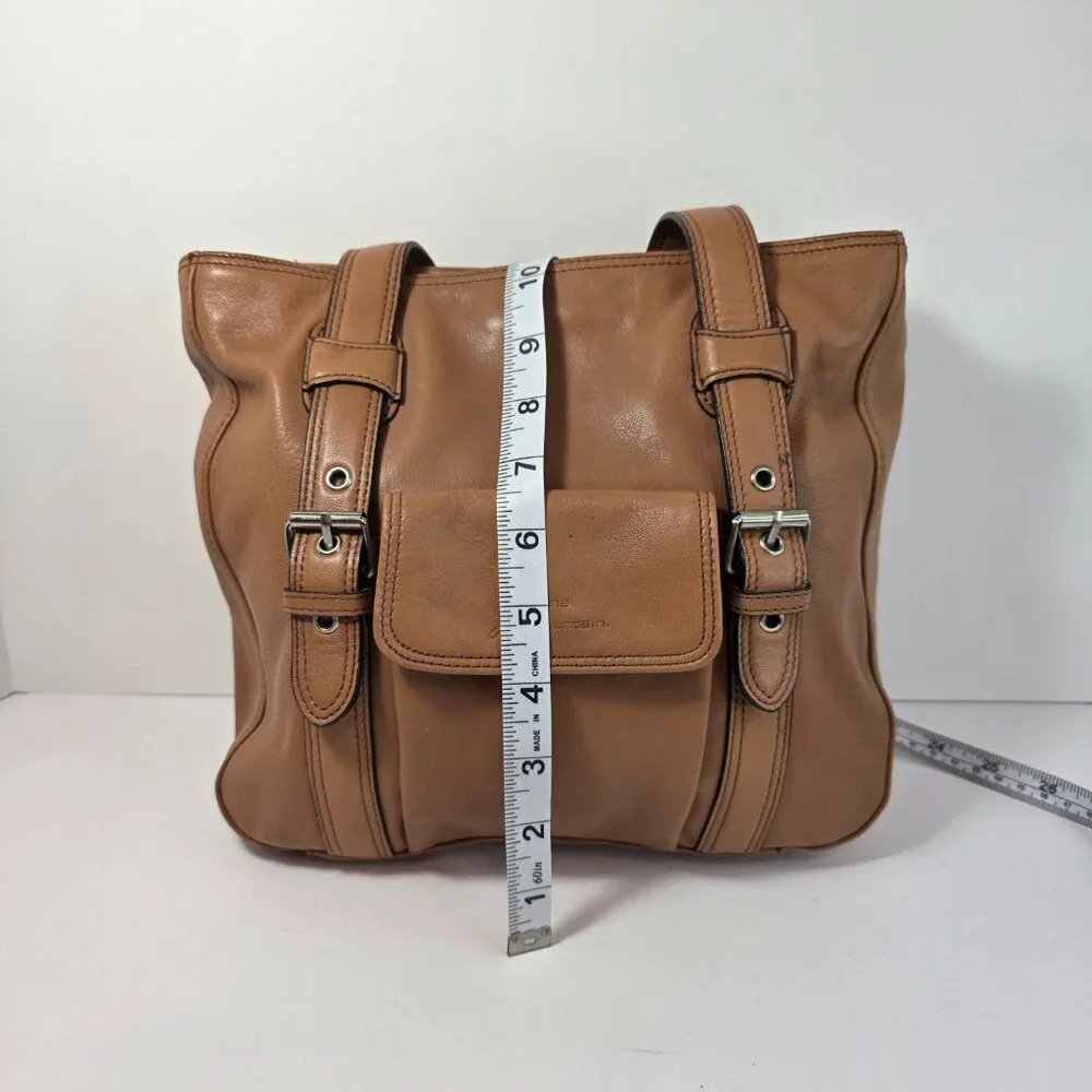 Stone Mountain Genuine Leather Tan Shoulder Bag Organizer Pockets